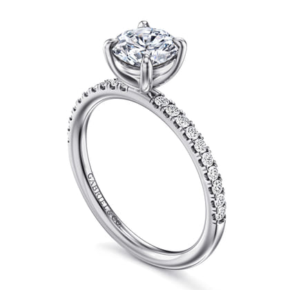 Twain - 14K White Gold Round Diamond Engagement Ring