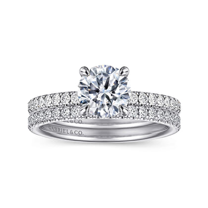 Twain - 14K White Gold Round Diamond Engagement Ring