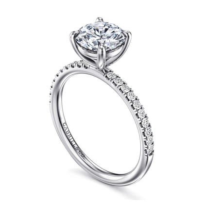 Twain - 14K White Gold Round Diamond Engagement Ring