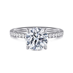 Twain - 14K White Gold Round Diamond Engagement Ring