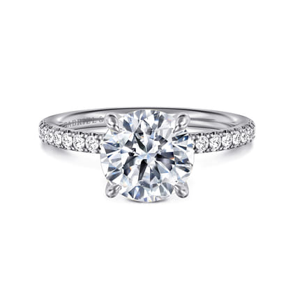 Twain - 14K White Gold Round Diamond Engagement Ring