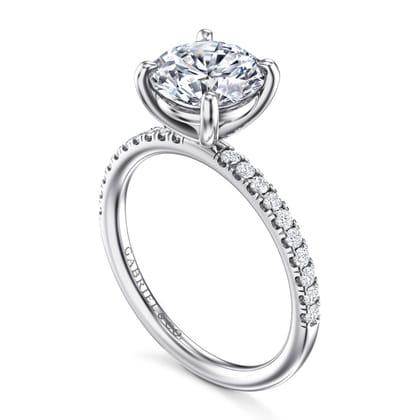 Twain - 14K White Gold Round Diamond Engagement Ring