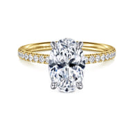 Twain - 14K White-Yellow Gold Oval Diamond Engagement Ring