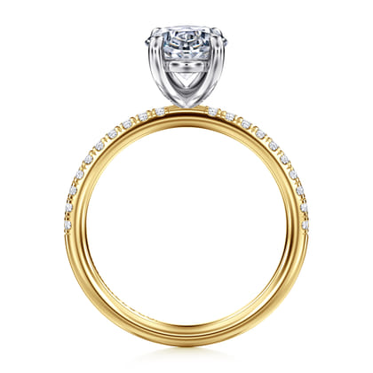 Twain - 14K White-Yellow Gold Oval Diamond Engagement Ring