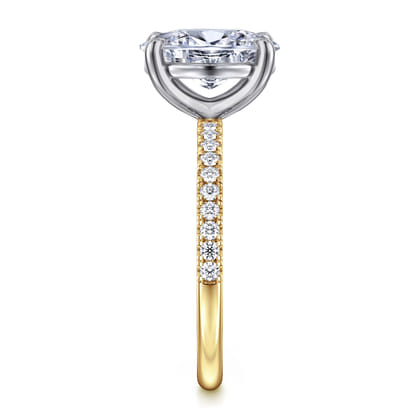 Twain - 14K White-Yellow Gold Oval Diamond Engagement Ring