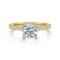 Twain - 14K Yellow Gold Cushion Cut Diamond Engagement Ring