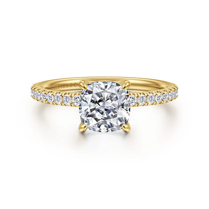 Twain - 14K Yellow Gold Cushion Cut Diamond Engagement Ring