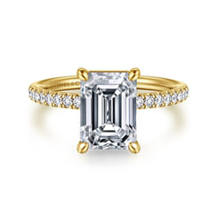 14K Yellow Gold Emerald Cut Diamond Engagement Ring