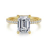 Twain - 14K Yellow Gold Emerald Cut Diamond Engagement Ring