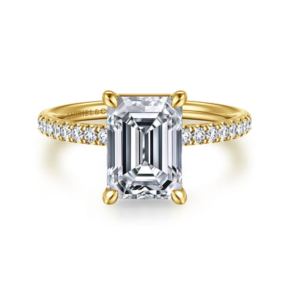Twain - 14K Yellow Gold Emerald Cut Diamond Engagement Ring