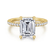 Twain - 14K Yellow Gold Emerald Cut Diamond Engagement Ring