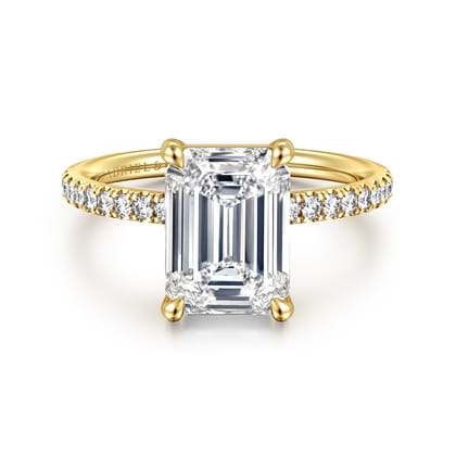 Twain - 14K Yellow Gold Emerald Cut Diamond Engagement Ring