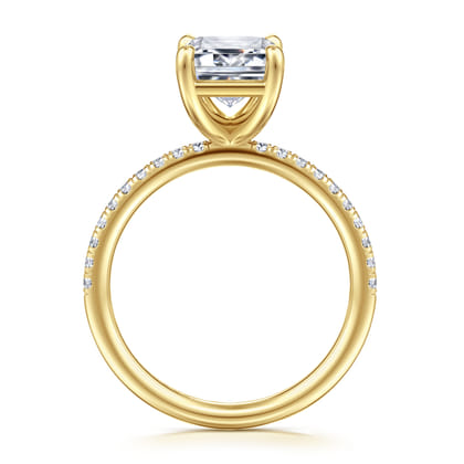 Twain - 14K Yellow Gold Emerald Cut Diamond Engagement Ring