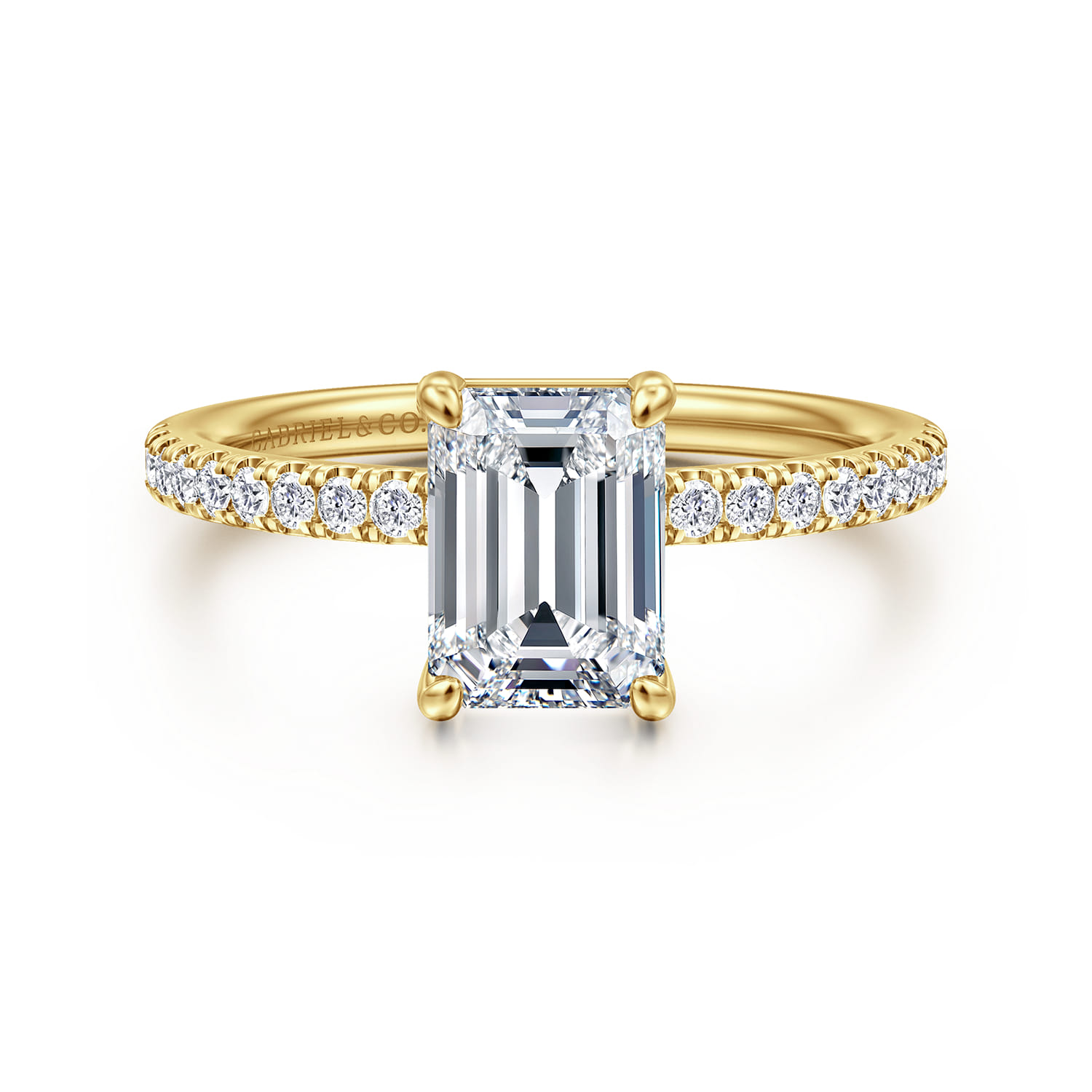 Twain - 14K Yellow Gold Emerald Cut Diamond Engagement Ring