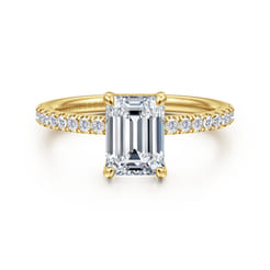 Twain - 14K Yellow Gold Emerald Cut Diamond Engagement Ring