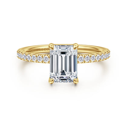 Twain - 14K Yellow Gold Emerald Cut Diamond Engagement Ring