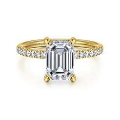 14K Yellow Gold Emerald Cut Diamond Engagement Ring