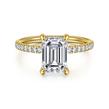 Twain - 14K Yellow Gold Emerald Cut Diamond Engagement Ring