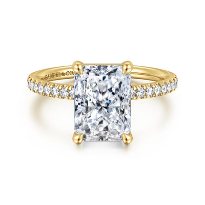 Twain - 14K Yellow Gold Emerald Cut Diamond Engagement Ring