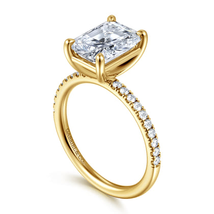 Twain - 14K Yellow Gold Emerald Cut Diamond Engagement Ring