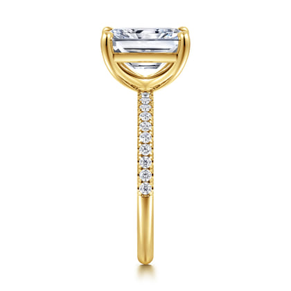 Twain - 14K Yellow Gold Emerald Cut Diamond Engagement Ring