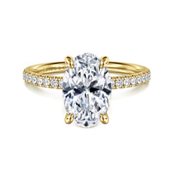 14K Yellow Gold Oval Diamond Engagement Ring