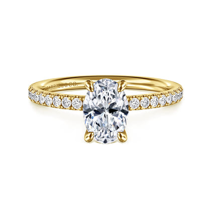 Twain - 14K Yellow Gold Oval Diamond Engagement Ring