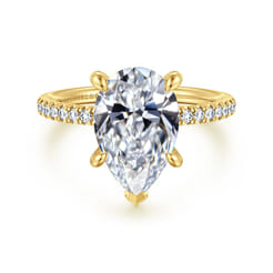 Twain - 14K Yellow Gold Pear Shape Diamond Engagement Ring