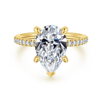 Twain - 14K Yellow Gold Pear Shape Diamond Engagement Ring