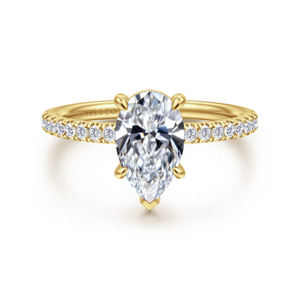 Twain - 14K Yellow Gold Pear Shape Diamond Engagement Ring