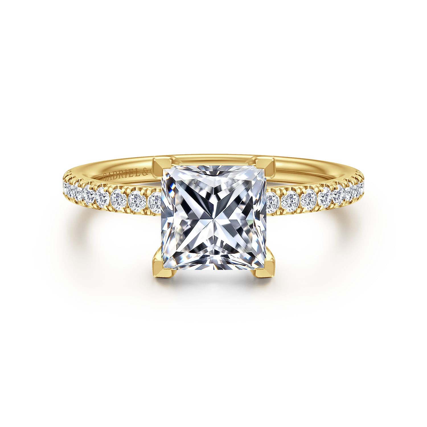 Twain - 14K Yellow Gold Princess Cut Diamond Engagement Ring