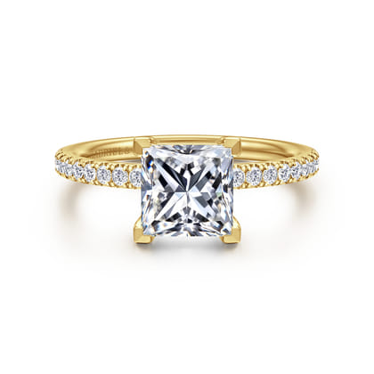 Twain - 14K Yellow Gold Princess Cut Diamond Engagement Ring