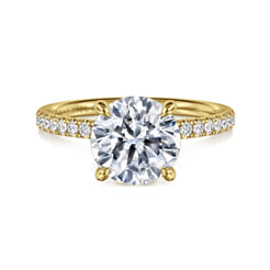 Twain - 14K Yellow Gold Round Diamond Engagement Ring