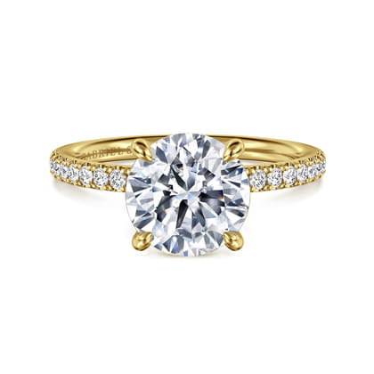 Twain - 14K Yellow Gold Round Diamond Engagement Ring