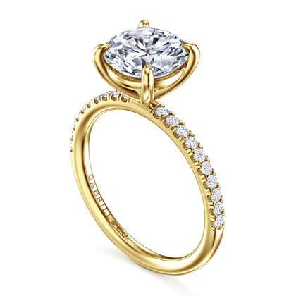 Twain - 14K Yellow Gold Round Diamond Engagement Ring