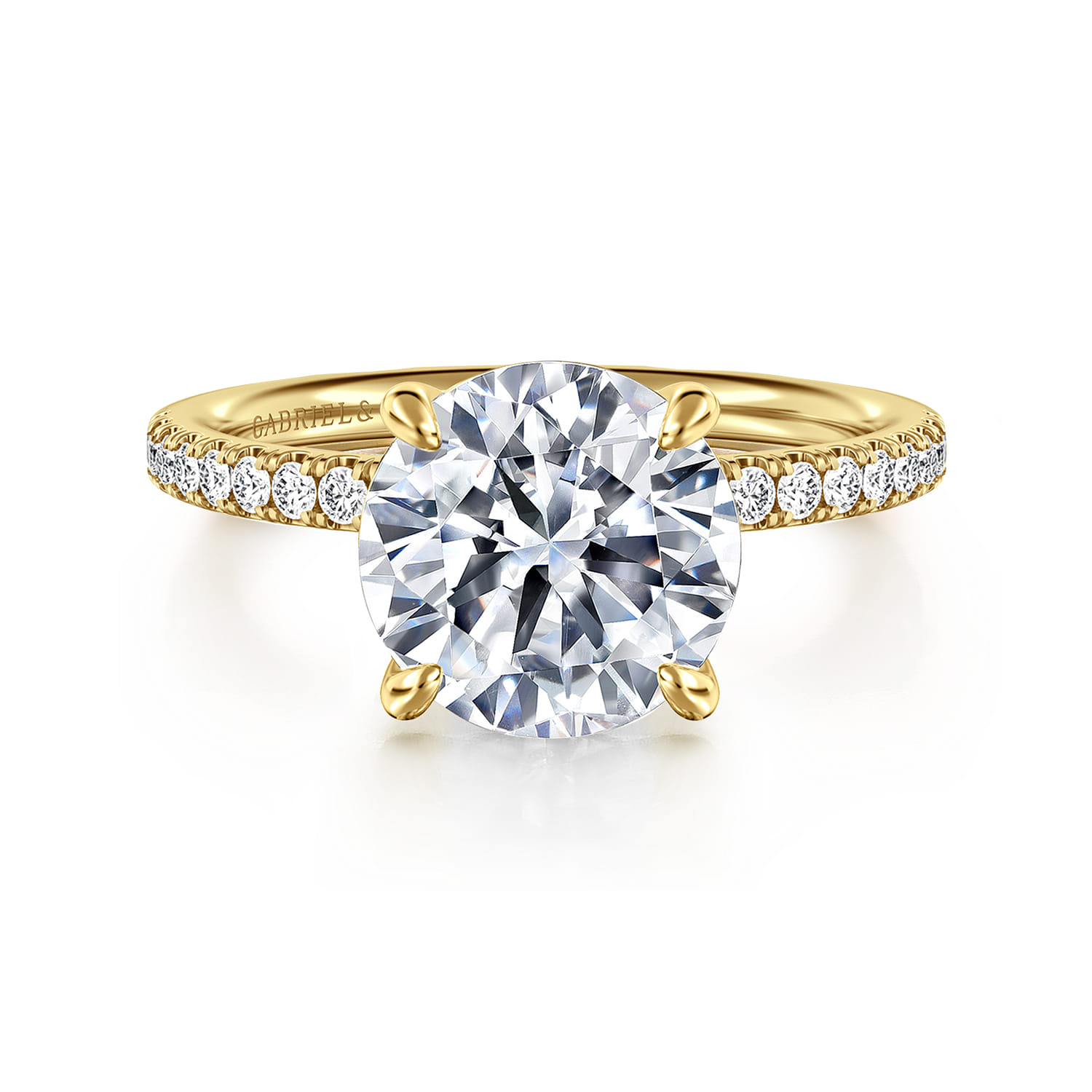 Twain - 14K Yellow Gold Round Diamond Engagement Ring