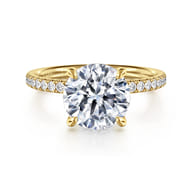 Twain - 14K Yellow Gold Round Diamond Engagement Ring