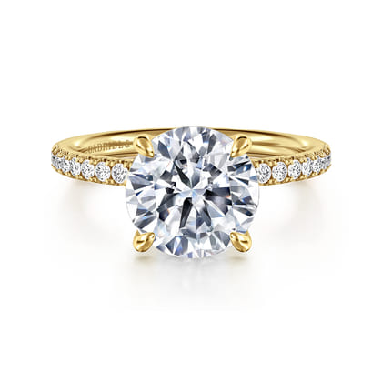 Twain - 14K Yellow Gold Round Diamond Engagement Ring
