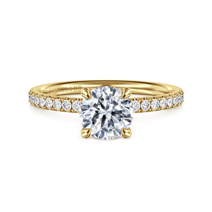 Twain - 14K Yellow Gold Round Diamond Engagement Ring