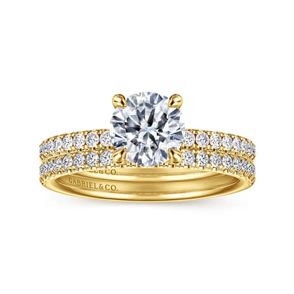 Twain - 14K Yellow Gold Round Diamond Engagement Ring