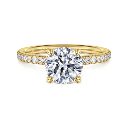 Twain - 14K Yellow Gold Round Diamond Engagement Ring