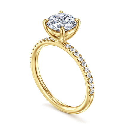 Twain - 14K Yellow Gold Round Diamond Engagement Ring
