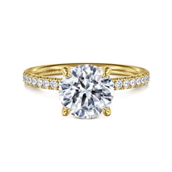 14K Yellow Gold Round Diamond Engagement Ring