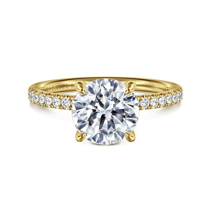 Twain - 14K Yellow Gold Round Diamond Engagement Ring