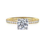 Twain - 14K Yellow-White Gold Round Diamond Engagement Ring
