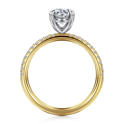 Twain - 14K Yellow-White Gold Round Diamond Engagement Ring