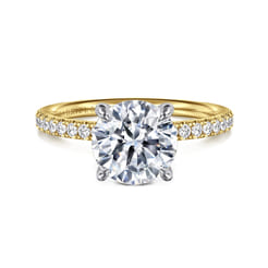 Twain - 14K Yellow-White Gold Round Diamond Engagement Ring