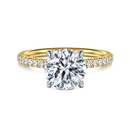 Twain - 14K Yellow-White Gold Round Diamond Engagement Ring