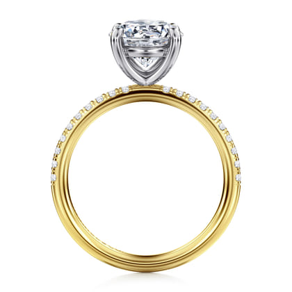 Twain - 14K Yellow-White Gold Round Diamond Engagement Ring