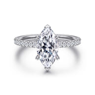 Twain - 18K White Gold Marquise Shape Diamond Engagement Ring